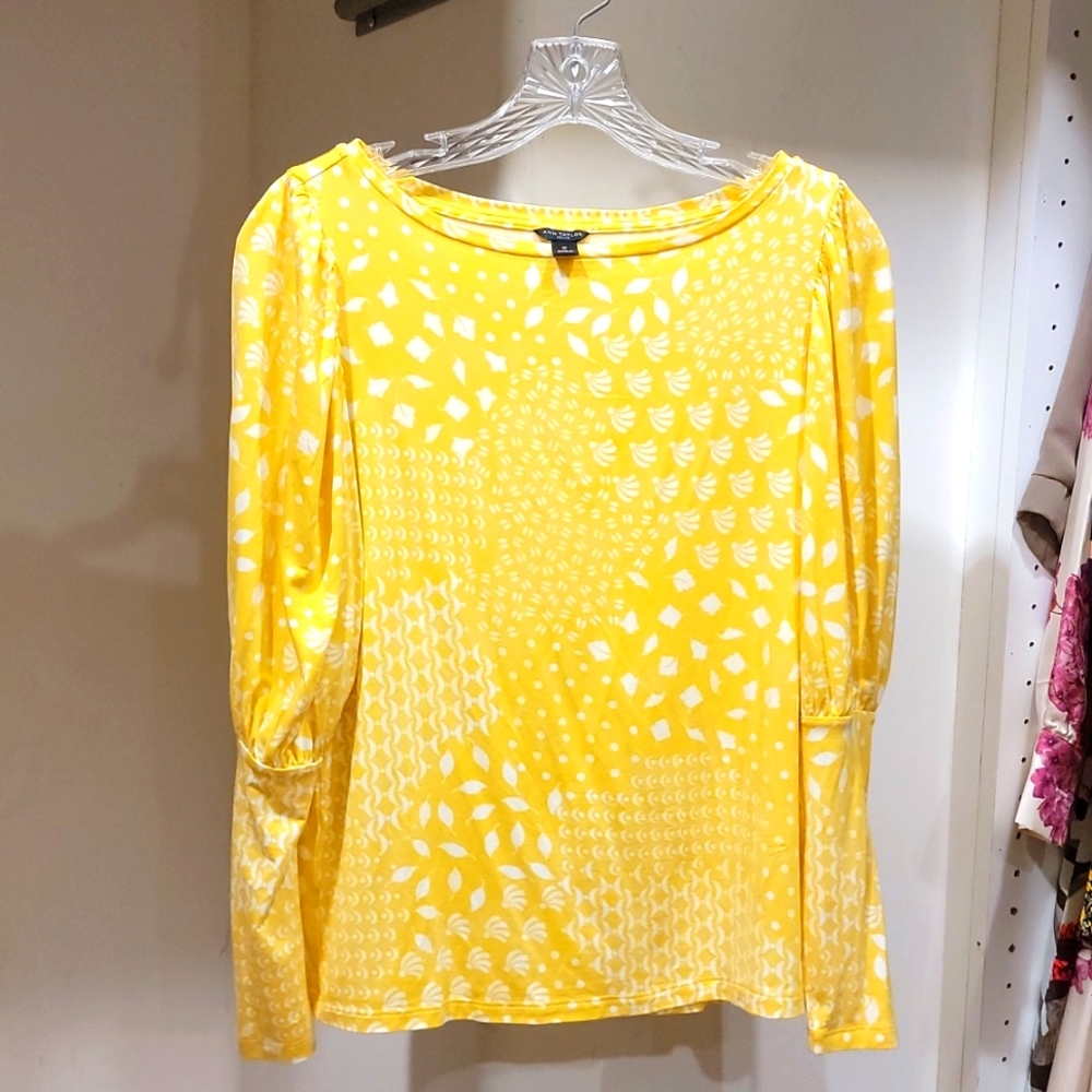 Ann Taylor yellow and white shirt